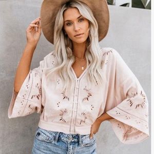 Je Ta’aime Eyelet Button Down Blouse